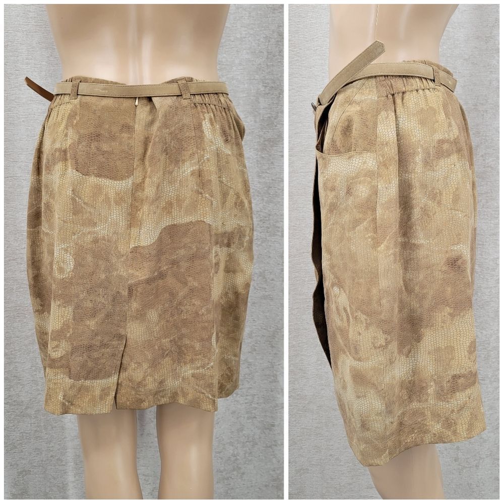 Vintage Silk Snakeskin Print Cropped Jacket Top & Faux Wrap Skirt Matching Set - Picture 7 of 15